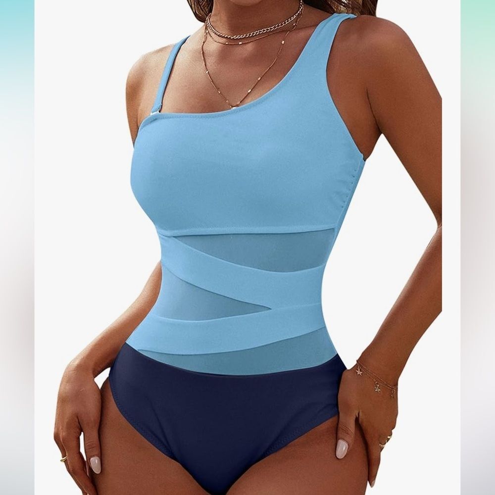 Blooming Jelly Blue One-Piece Swimsuit Beach Vacation Summer